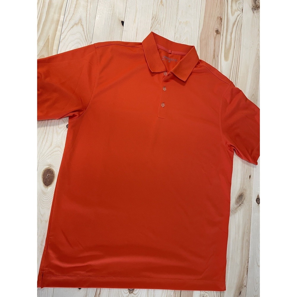 Nike Golf Polo Shirt Mens Sz L Orange Short Sleeve Dri-Fit Casual Stretch‎ SI18